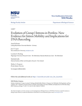 Evolution of Group I Introns in Porifera