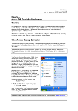How to Access CUE Remote Desktop Services