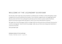 Welcome at the Legendary Silver Bar