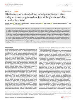 Effectiveness of a Stand-Alone, Smartphone-Based Virtual Reality Exposure App to Reduce Fear of Heights in Real-Life: a Randomized Trial