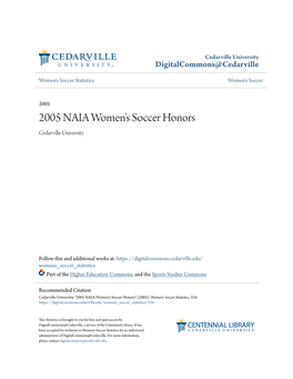 2005 NAIA Women's Soccer Honors Cedarville University