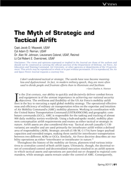 The Myth of Strategic and Tactical Airlift Capt Jacob D