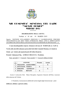 Xii Comunita' Montana Del Lazio “Monti Ernici”