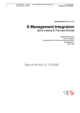 E-Management-Integration. Serie Hybrid E-Fahrrad-Antrieb