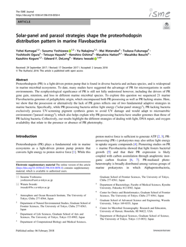 Solar-Panel and Parasol Strategies Shape the Proteorhodopsin Distribution Pattern in Marine Flavobacteriia