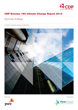 CDP Benelux 150 Climate Change Report 2013 Summary Findings