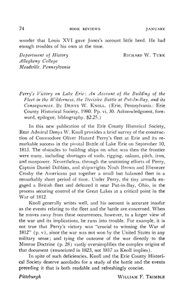 Wonder That Louis XVI Gave Jones's Account Little Heed. He Had Enough Troubles of His Own at the Time. Department of History Richard W