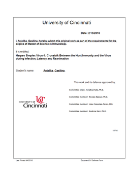 Herpes Simplex Virus-1: Crosstalk Between the Host Immunity and The