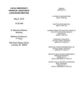 DETROIT PUBLIC SCHOOLS 525 West Ottawa Street (EMPROP-01 THRU 61) Lansing, MI 48909 PROPOSAL from GOVERNING BODY of DETROIT PUBLIC SCHOOLS (GBPROP-01 THRU 21)