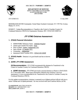 1. (FOUO) Personalinformation: JDIMS Referencename: Abdullahmujahid Aliases and Current/ True Name: None Placeofbirth: Gardez, A