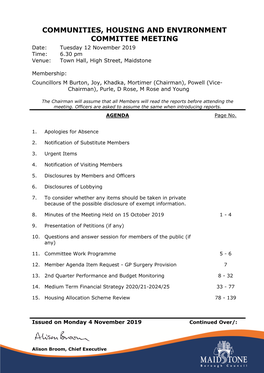 Agenda Document for Communities, Housing and Environment