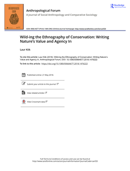 Wild-Ing the Ethnography of Conservation: Writing Nature's