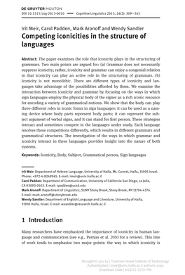 Competing Iconicities in the Structure of Languages