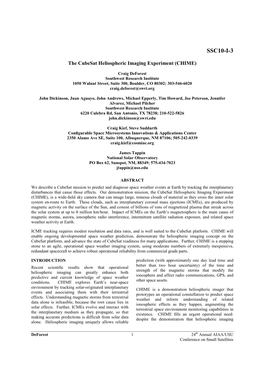 The Cubesat Heliospheric Imaging Experiment (CHIME)