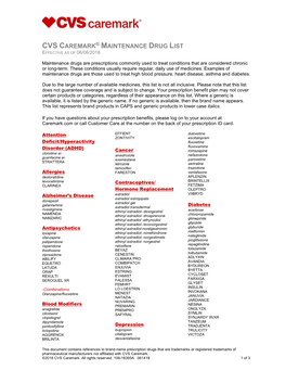 Cvs Caremark ® Maintenance Drug List