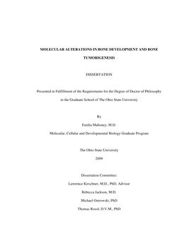 Molecular Alterations in Bone Development and Bone