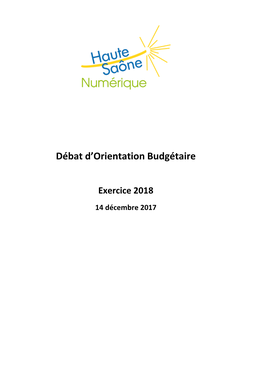 Débat D'orientation Budgétaire 2018