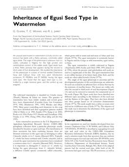 Inheritance of Egusi Seed Type in Watermelon