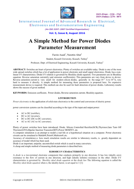 A Simple Method for Power Diodes Parameter Measurement