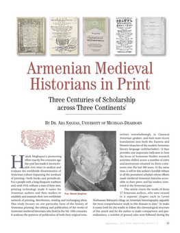 Armenian Medieval Historians in Print Three Centuries of Scholarship Across Three Continents1