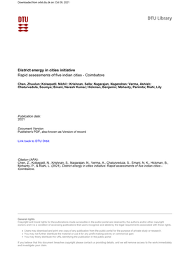 District Energy in Cities Initiative Rapid Assessments of Five Indian Cities - Coimbatore