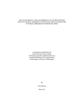 The Availability and Accessibility of Award-Winning Multicultural Children’S and Young Adult Literature in Public Libraries in Northeast Ohio