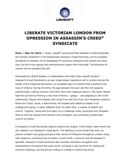 Liberate Victorian London from Opression in Assassin’S Creed® Syndicate