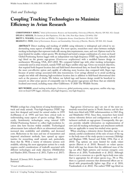 Coupling Tracking Technologies to Maximize Efficiency in Avian