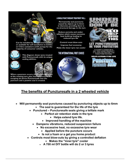 The Benefits of Puncturesafe in a 2 Wheeled Vehicle