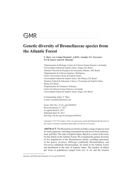 Genetic Diversity of Bromeliaceae Species from the Atlantic Forest