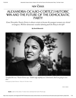 Alexandria Ocasio-Cortez's Historic Win and the Future of The