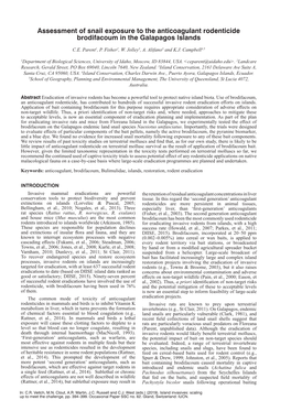 Assessment of Snail Exposure to the Anticoagulant Rodenticide Brodifacoum in the Galapagos Islands