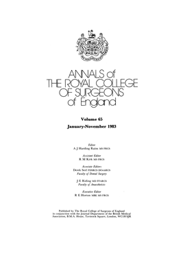 ANNALS of the ROYAL COLLEGE of England