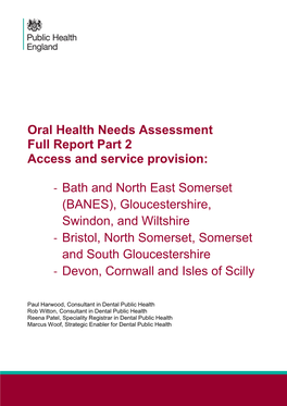 Oral Health Needs Assessment Full Report Part 2 Access and Service Provision