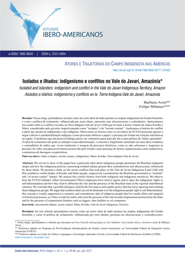 Isolados E Ilhados: Indigenismo E Conflitos No Vale Do Javari, Amazônia*