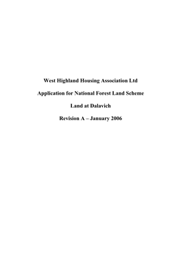 West Highland Housing Association Ltd Application for National Forest