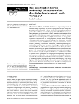 Does Desertification Diminish Biodiversity? Enhancement of Ant