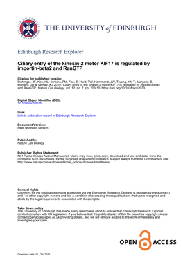 Ciliary Entry of the Kinesin-2 Motor KIF17 Is Regulated by Importin-Beta2 and Rangtp