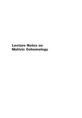 Lecture Notes on Motivic Cohomology