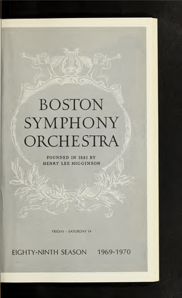 Boston Symphony Orchestra Concert Programs, Season 89, 1969