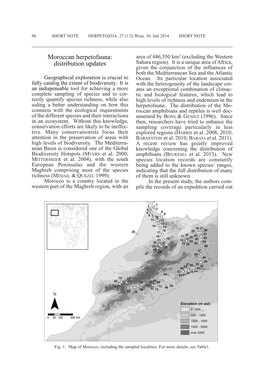 Moroccan Herpetofauna: Area of 446,550 Km 2 (Excluding the Western Distribution Updates Sahara Region)