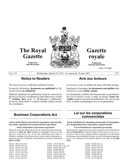 The Royal Gazette Gazette Royale