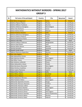 Mathematics Without Borders - Spring 2017 Group 3