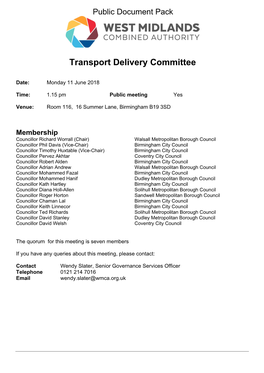 (Public Pack)Agenda Document for Transport Delivery Committee, 11
