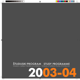 Study Programme Študijski Program