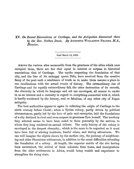 XV. on Recent Excavations at Carthage, and the Antiquities Discovered There by the Rev