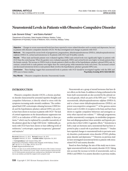 Neurosteroid Levels in Patients with Obsessive-Compulsive Disorder