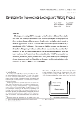 Development of Two-Electrode Electrogas Arc Welding Process