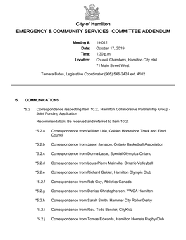 Emergency and Community Services Committee Agenda Package