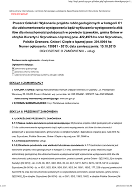 Pruszcz Gdański: Wykonanie Projektu Robót Geologicznych W Kategorii C1 Dla Udokumentowania Występowania Bądź Wykluczenia Wy